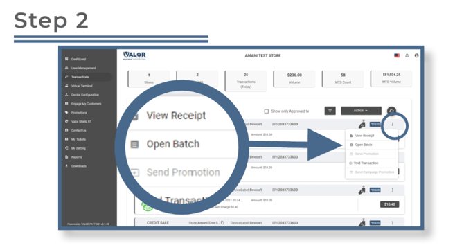 Batching out from the Valor Portal- Step 2