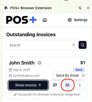 POS+ Dashboard- Send by email