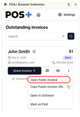 POS+ Outstanding Invoice- Open Public Invoice