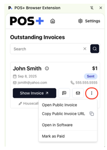 POS+ Outstanding Invoice- Three dots