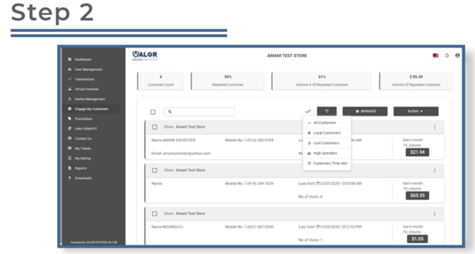 Valor Portal- Navigating Engage my customer- Step 2