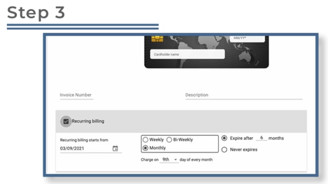 Valor Portal- Recurring payment Step 3