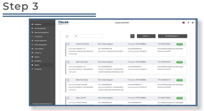 Valor Portal- Where to find reports Step 3