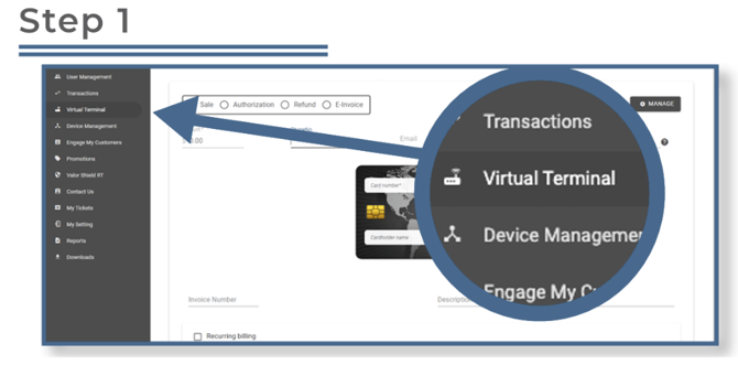 Valor Virtual Terminal Deleting Tokenized Cards Step 1
